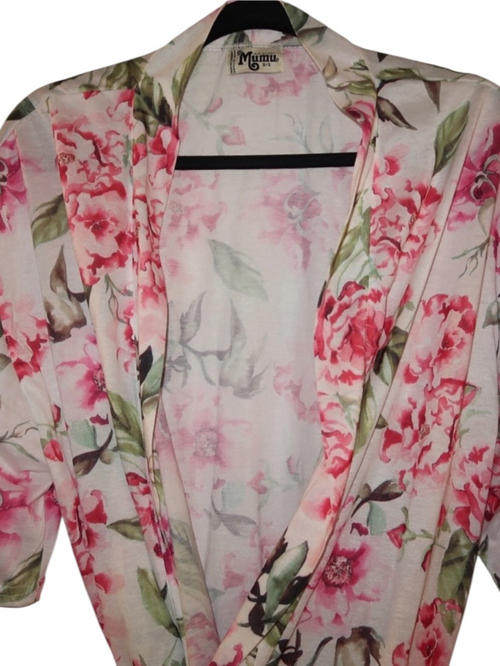 Show Me Your Mumu White Floral Wrap Kimono Robe - Pink & Green - Picture 4 of 5